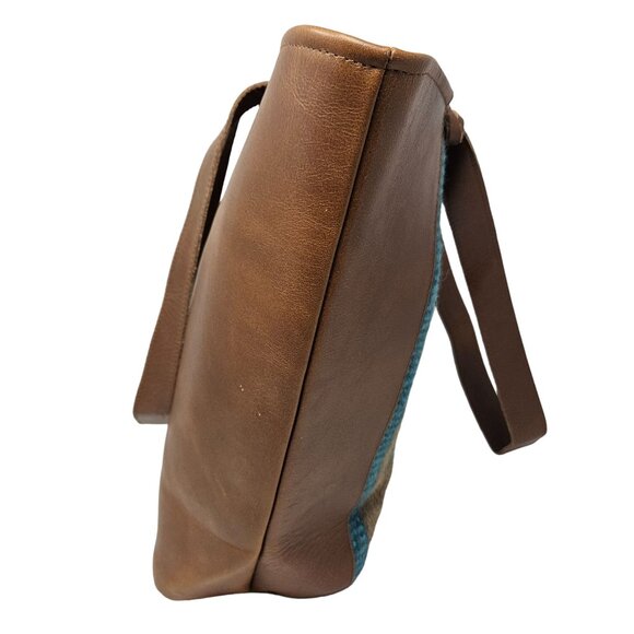 Catchfly Studios Serape Leather Tote Purse Shoulder Bag Southwestern Aztec NWT - Picture 4 of 16